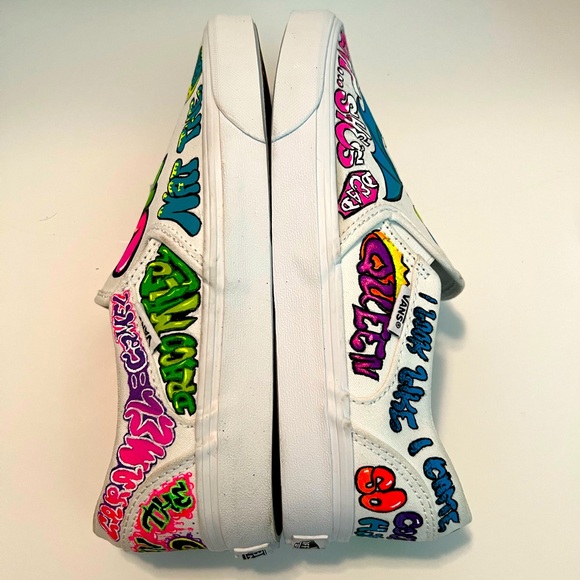 VANS Slip On Multicolor Custom Art Canvas Low Top Shoes - Picture 3 of 9